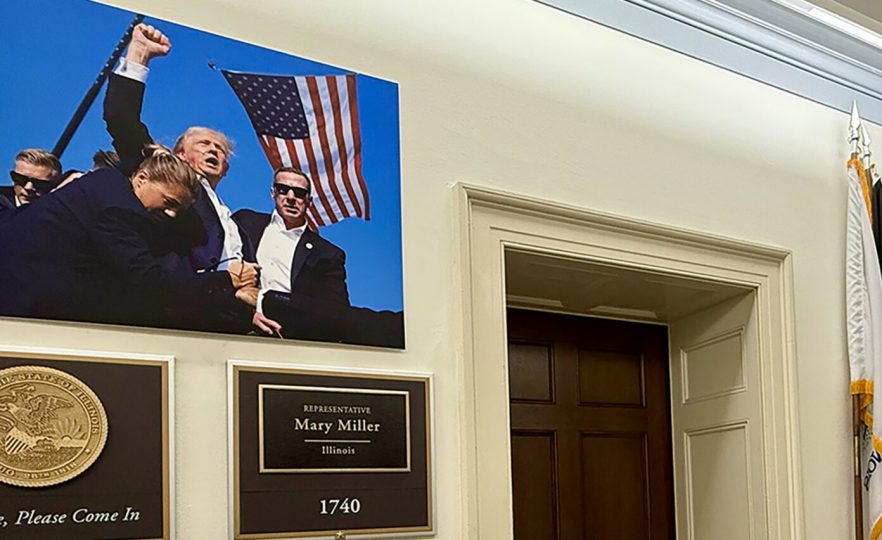Display outside the Washington, D.C., office of U.S. Rep. Mary Miller.